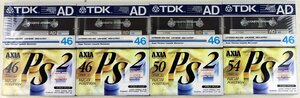 P●未使用品●オーディオカセットテープ まとめ『AD46(ノーマルポジション)+PS2F46/50/54(ハイポジション) 全8点セット』TDK/AXIA ※未開封