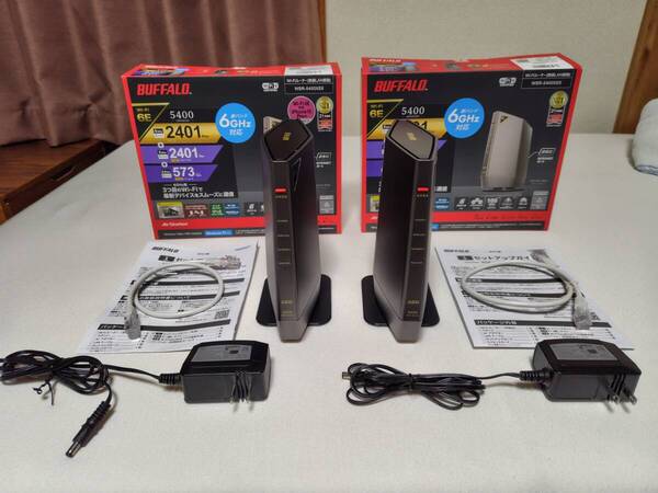 【中古美品】BUFFALO WSR-5400XE6 無線ルーター AirStation Wi-Fi 6E対応ルーター アドバンスドモデル チタニウムグレー 2台