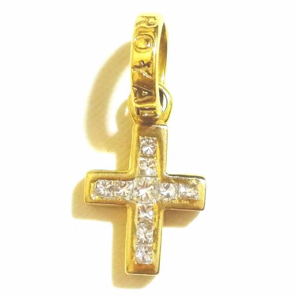 ☆最上級 K18 本物 正規品 ロイヤルオーダー Super model Diamond Cross 18K Gold ダイヤモンド クロス ペンダントトップ☆