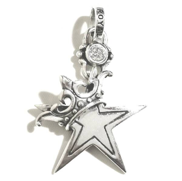 ☆定価¥83,600 本物 正規品 ロイヤルオーダー Star w/ Crown w/ CZ JR スター クラウン 大サイズモデル ペンダントトップ シルバー925☆