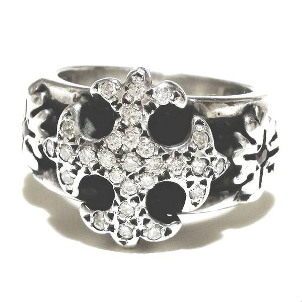 ☆豪華 本物 正規品 ロイヤルオーダー Triple Cross w/ Pave Diamonds & Ruby ダイヤモンド パヴェ シルバーリング シルバー925 ☆