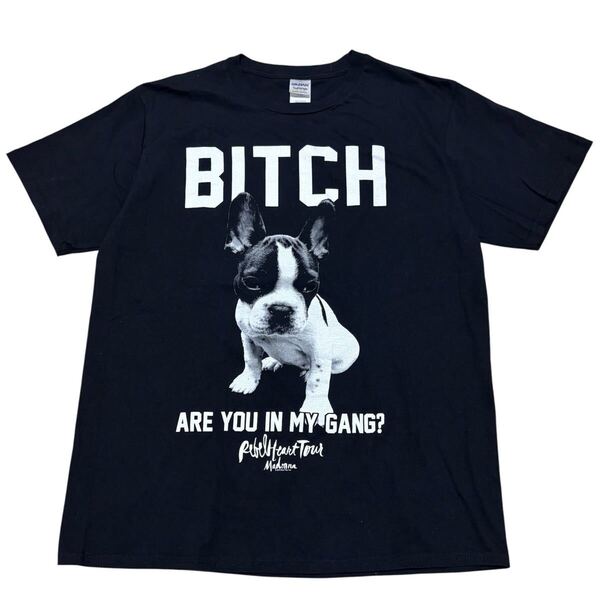 美品■マドンナ■Rebel Heart tour ツアー Tシャツ BITCH M 黒 ブラック Madonna 2015-2016 ARE YOU IN MY GANG? バンT バンドTシャツ