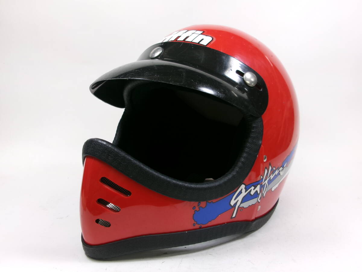Griffin 赤 フルフェイスヘルメット　ビンテージ インテリア、装飾品などに Dead Stock 新品 箱付 GRIFFIN HALF HELMET RED 56cm | SPEED ADDICT