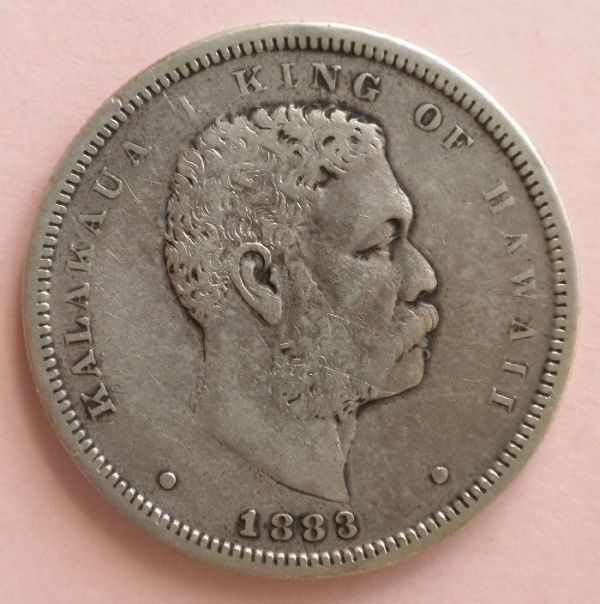 ハワイ王国　カウアイドル硬貨　アンティーク ハワイ王国 カラカウア王1ドル銀貨(1883年)（ハワイ王国