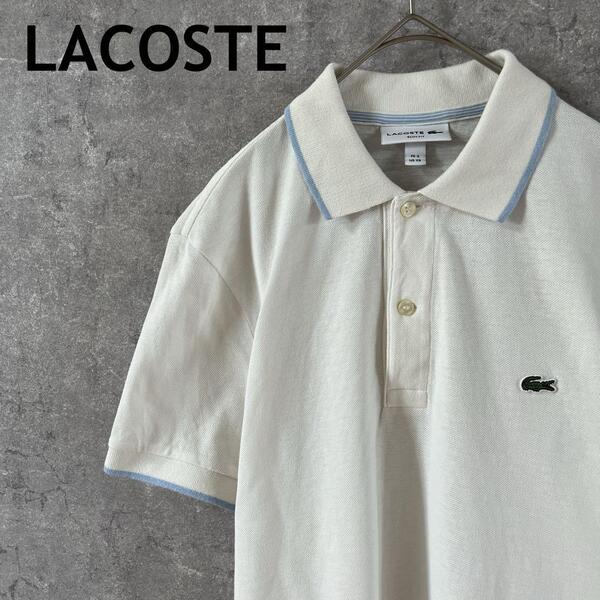 LACOSTE ポロシャツ 半袖 鹿の子 USxsサイズ リブライン