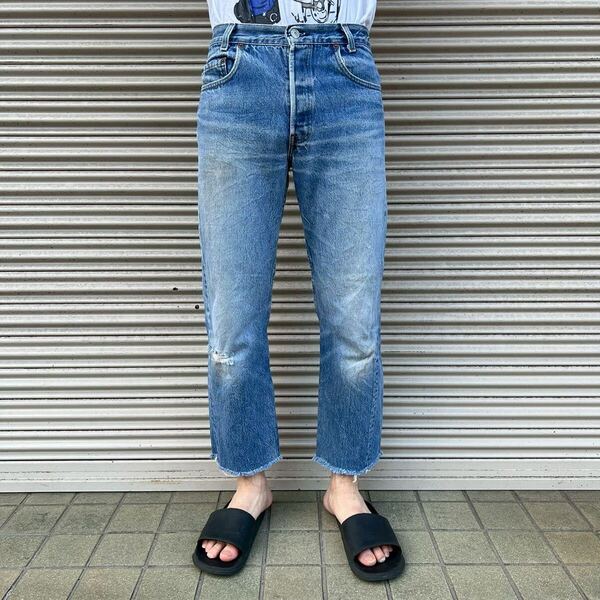 80s USA製 Levi's 501 ハチマル 後期 デニムパンツ W30 L30 W76cm 546刻印 ヴィンテージ グランジ ダメージ リーバイス インディゴ 70s