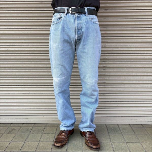 90s USA製 Levi's 501 デニムパンツ W33 L32 W84cm リーバイス ヴィンテージ グランジ ダメージ ジーパン ジーンズ 522刻印 インディゴ 80s