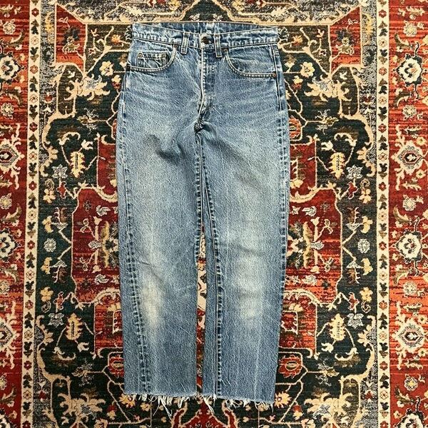 80s Levi's 505 リーバイス デニムパンツ W28 L33 W70cm ヴィンテージ 552刻印 グランジ ダメージ インディゴ シングル クロカン 70s