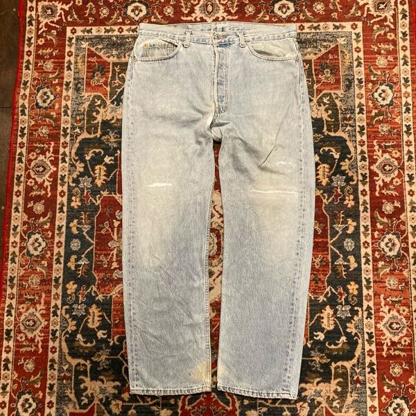 90s USA製 Levi's 501 デニムパンツ W38 L30 W98cm リーバイス ヴィンテージ グランジ ダメージ ジーンズ 522刻印 インディゴ 80s