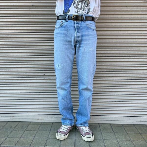 90s USA製 Levi's 501 デニムパンツ W33 L34 W80cm リーバイス ヴィンテージ グランジ ダメージ ジーンズ 524刻印 インディゴ 00s