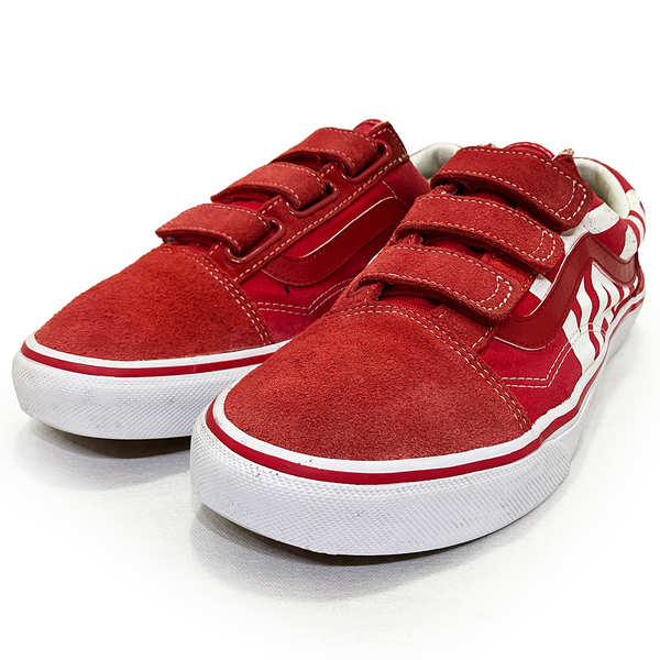 バンズ オールドスクール ベルクロ レッド ホワイト 27.0cm VANS OLD SKOOL VELCRO 正規品 カジュアル サーフ スケート ローカット 赤