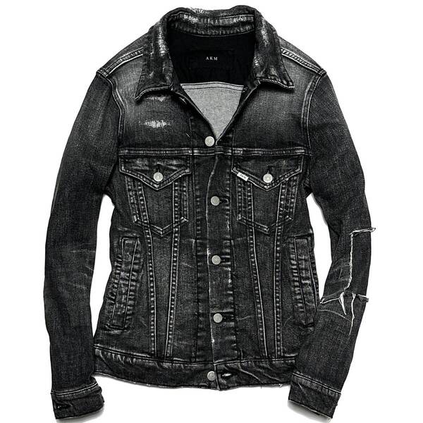 定価8.3万 AKM STRETCH VINTAGE REMAKE DENIM 3RD JKT サイズM デニムジャケット Gジャン 1piu wjk ジュンハシモト ブルゾン
