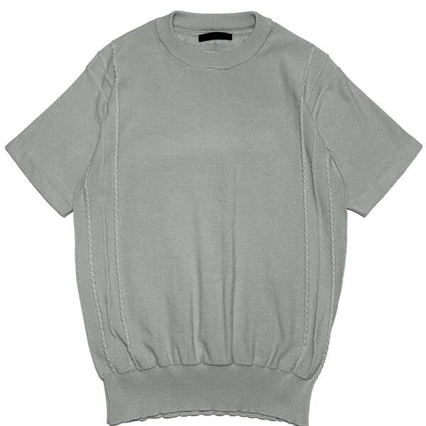 定価2.8万 junhashimoto K06 CREW NECK S/S KNIT TEE 3 グレー ジュンハシモト クルーネックニットTシャツ akm wjk