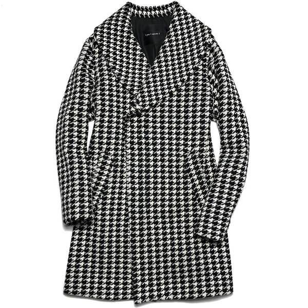定価16.5万 1piu1uguale3 HOUNDS TOOTH WRAP SHAWL COAT Ⅶ 1piu 千鳥格子ラップショールコート akm wjk ジュンハシモト ブルゾン