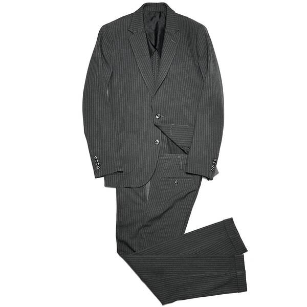 定価14万 1piu1uguale3 STRETCH PIN STRIPE RIB 2B JACKET & TAPERED SLACKS Ⅶ&Ⅷ ジャケット スラックス セットアップスーツ wjk akm