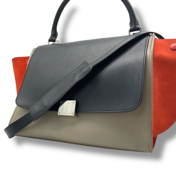 【極美品】セリーヌ CELINE ハンドバッグ トラペーズ 2WAY ショルダーバッグ 肩掛け レザー トートバッグ