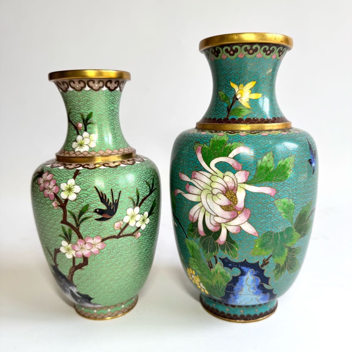 中国七宝花瓶　2個　送料込み 中国七宝花瓶 2個 送料込み