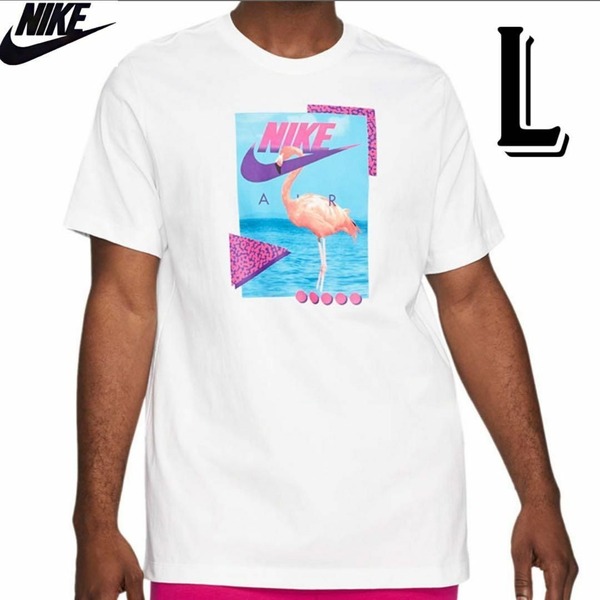 NIKE ナイキ メンズ 半袖 Tシャツ トップス ビッグロゴ ホワイト・白 Lサイズ スポーツウェア スポーツウェア カラフルロゴ