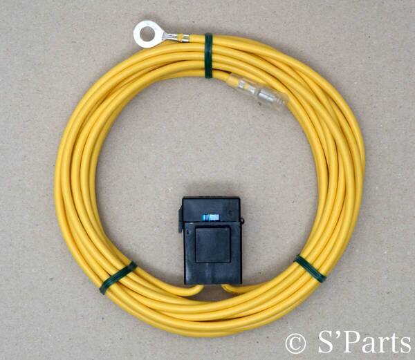 2Sq (AWG14) 3m 高品質・耐熱 バッ直専用コード 15Aヒューズ付き サブウーファー用電源延長ケーブル
