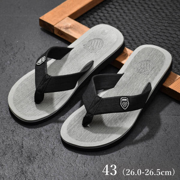 サンダル 43 メンズ ビーチサンダル 26.0〜26.5cm トングサンダル 夏用 鼻緒 グレー