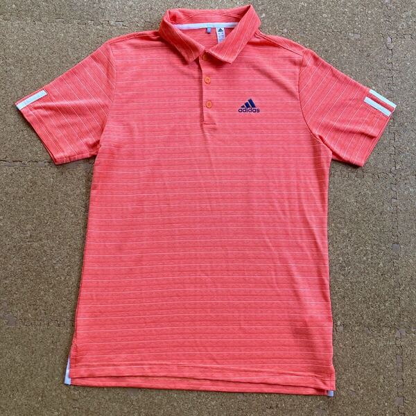 【美品】アディダス adidas ポロシャツ ゴルフウェア 半袖シャツ 半袖 GOLF golf Mサイズ メンズ オレンジ