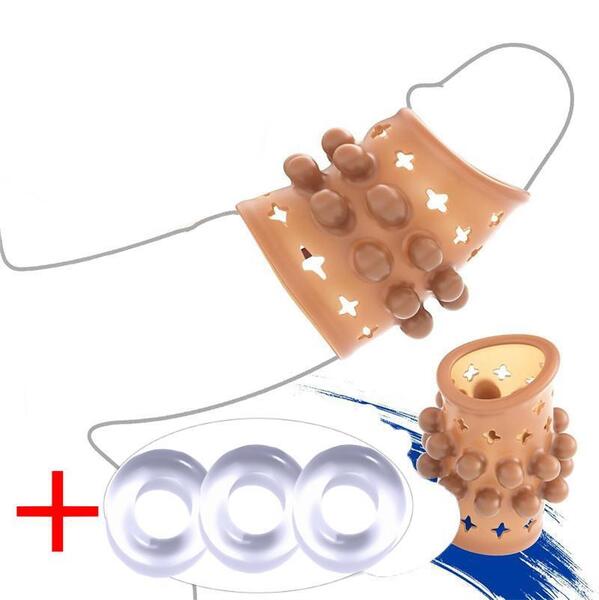 2サイズ+おまけ コックリング 仮性 包茎矯正 器具 サック ペニス 早漏防止 増大 亀頭露出 長持ちスリーブ イボイボシリコン 匿名OK送料無料