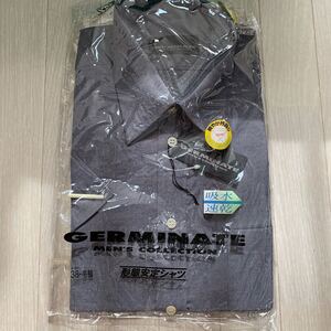 未使用品 GERMINATE 半袖シャツ ワイシャツ カッターシャツ メンズSサイズ(衿38ー半袖)紺系 形態安定加工 グレー