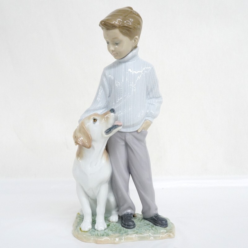 リヤドロ 少年と犬 陶器人形 置物 スペイン Yahoo!オークション -「リヤドロ 犬 少年」(リヤドロ) (西洋陶磁