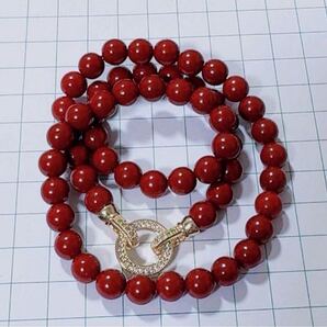 R2M 新商品 海外で人気ある赤血珊瑚8mm 金銭運 仕事運アップ ネックレス 約46cm パワーストーン