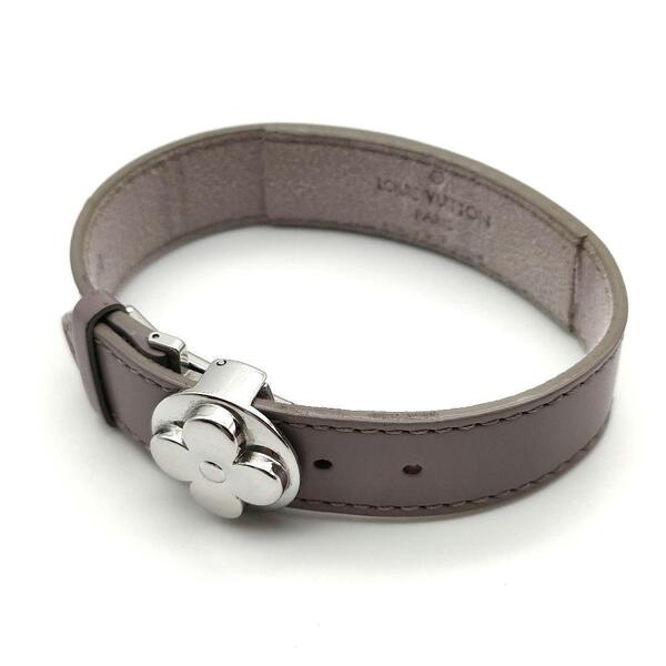 LOUIS VUITTON ルイヴィトン ブラスレ ヴー グッドラック フラワー バングル ブレスレット レディース レザー ベージュ
