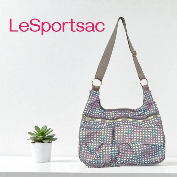 レスポートサック LeSportsac ショルダーバッグ グレー ハート柄 / 肩掛け 斜めがけ レディース