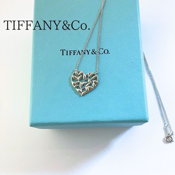 【美品】TIFFANY&CO. ティファニー オリーブリーフ ハート ペンダント ネックレス AG925 シルバー パロマ・ピカソ 60022319【送料無料】