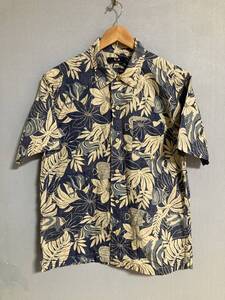 ★美品 VAN JAC ヴァンヂャケット 総柄 半袖シャツ L ネイビー アロハシャツ 花柄 ボタニカル 魚柄 ヴァン IVY アイビー