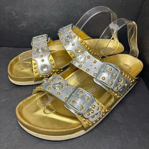 BIRKENSTOCK × HEIDI KLUM ビルケンシュトック サンダル アリゾナ スタッズ ビジュー ゴールド シルバー メタリック 41