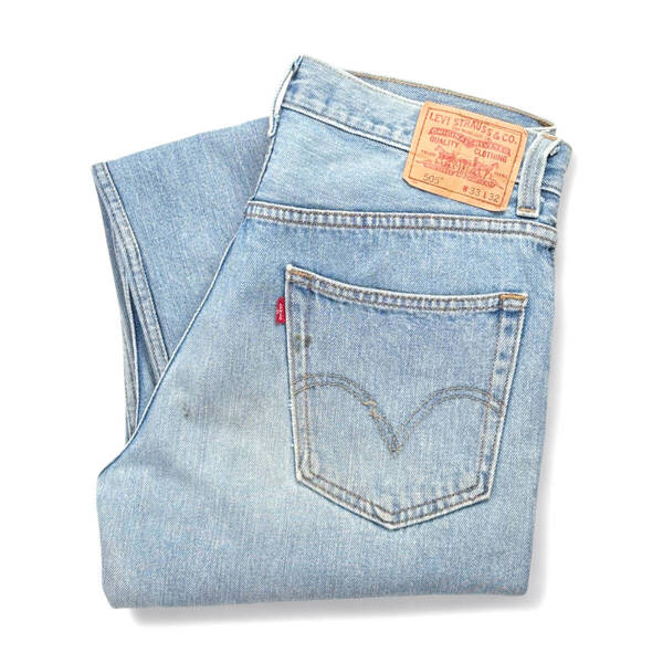 【送料無料】リーバイス 505 アイスブルー ストレート レギュラーフィット ジーンズ W34相当 Levis 古着 @EA9185