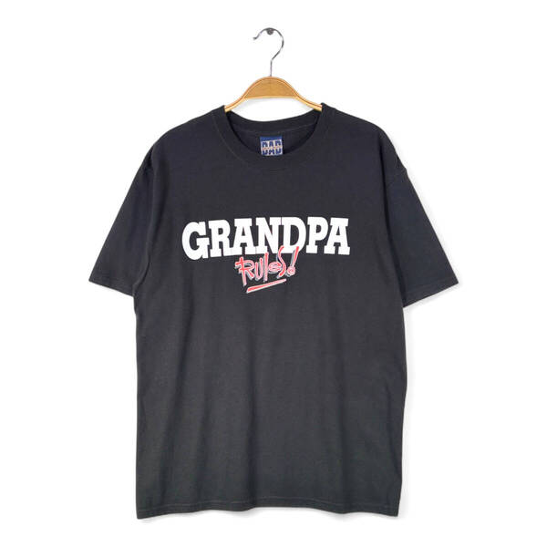 【送料無料】GRANDPA RULES! Tシャツ 黒 ブラック WORLD'S GREATEST DAD メンズM 古着 @BZ9024