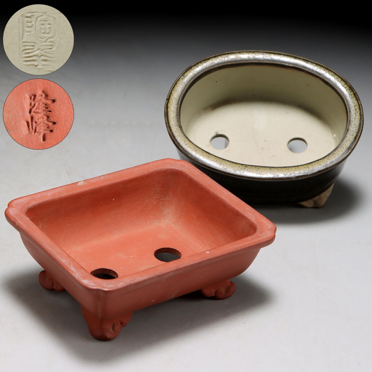 美品1970年頃◆東京植松陶翠『陶翠』ネズ/リヒ 長角 中深 外縁 切足 盆栽鉢 Yahoo!オークション -「陶翠 鉢」の落札相場・落札価格