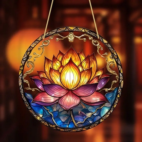 蓮の花 サンキャッチャー アクリル板(2D)