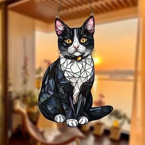 タキシード猫 サンキャッチャー ステンドグラス風 アクリル板(2D)