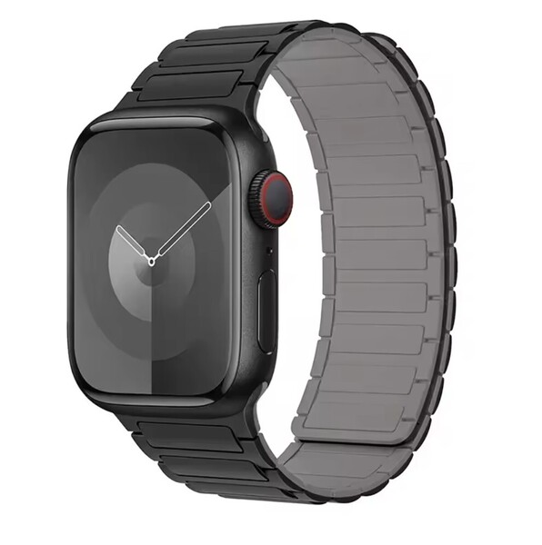Apple Watch バンド シリコン マグネット ブラック×グレー 49mm 46mm (Series 10) 44mm 42mm 45mm アップルウォッチ ベルト スポーツ