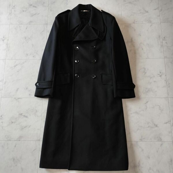 高級 ドルチェ&ガッバーナ カシミヤ混ダブルブレステッドロングコート 46 黒 DOLCE&GABBANA メンズ トレンチコート チェスターコート L