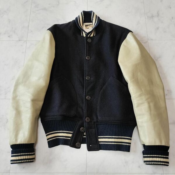 希少旧マッコイ McCOY SPORTSWEAR 袖レザーメルトンスタジャン M メンズ レザージャケット バーシティジャケット 旧ザ・リアルマッコイズ