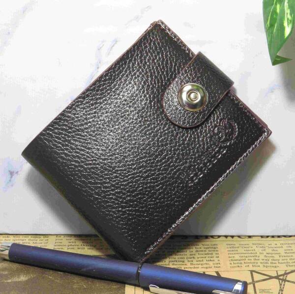 薄型二つ折り財布 メンズ 財布 コンパクト薄い、軽い財布、 *新品*当日発送(濃いブラウン)