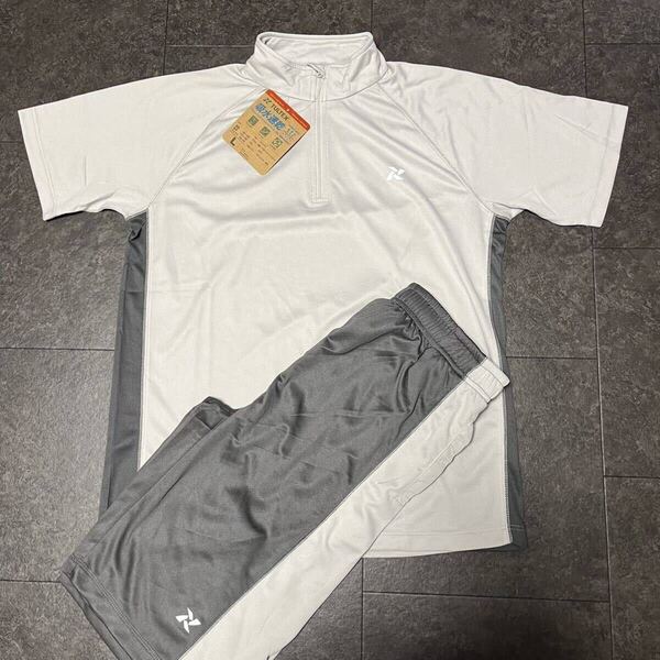 XL/2L/LL/O タルテックス TULTEX セットアップ ハーフジップ ショートパンツ 吸汗速乾 半袖 シャツ 春夏 メンズ 春夏 薄手 グレー 灰色