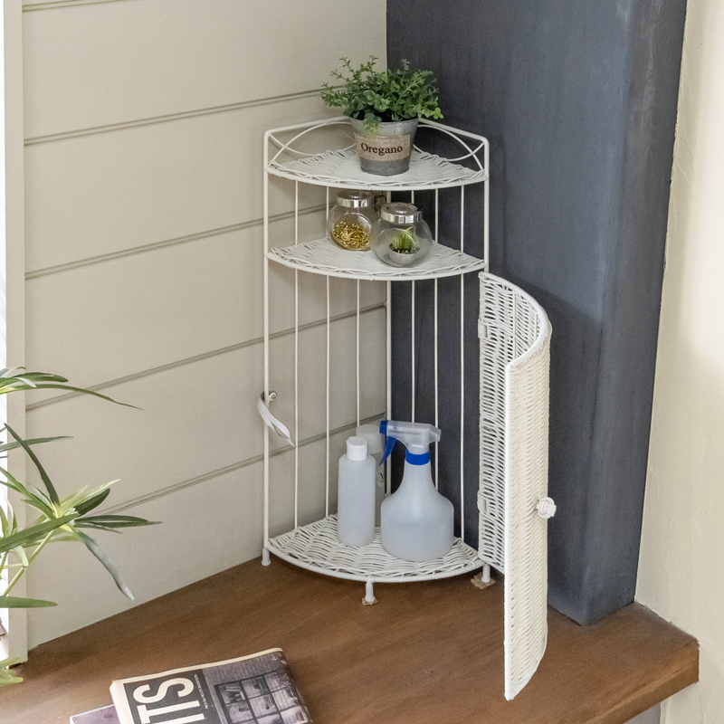 【新品】ラタン製2段収納ラック•アウトレット品 ツルヤ商店 籐製 2段ランドリーラック バスケット付/ラタン