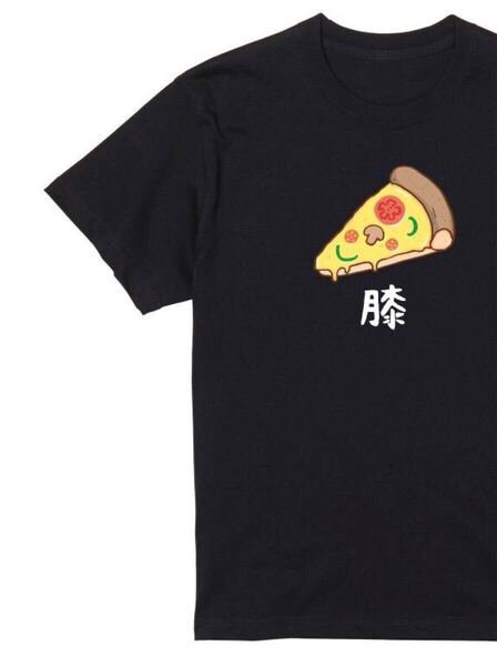 送料込み 膝 ピザ Tシャツ 半袖 黒Sサイズ 大阪名物 なんでやねん ギャグ ネタ ウケ狙い パロディ おもしろ 面白い プリント