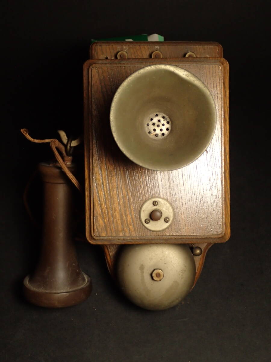 昭和レトロ 壁掛け電話機 アンティーク 壁掛け 木製 信越電気通信工作工場 昭和レトロ 壁掛け電話機 アンティーク 壁掛け 木製 信越電気