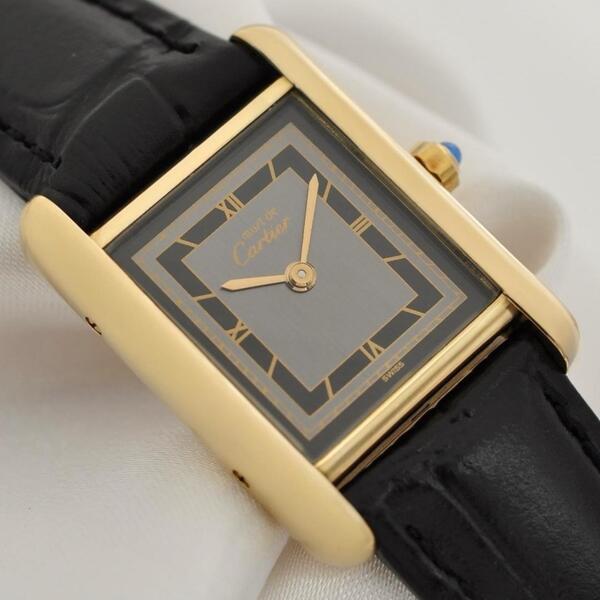 Cartier カルティエ 磨き済 ヴェルメイユ マストタンクSM グレー文字盤 ローマン クォーツ 3 66001 49941