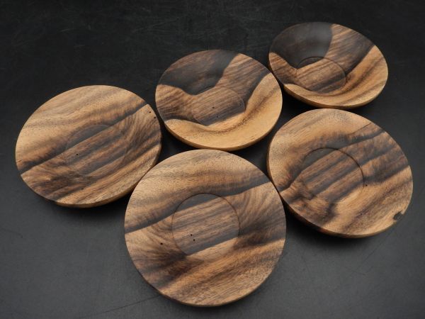 訳あり/黒柿 隅切 茶托 当石作 煎茶道具 5客 訳あり/黒柿 隅切 茶托 当石作 煎茶道具 5客 訳あり/黒柿