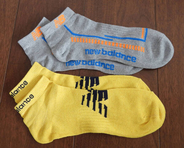 ニューバランス New Balance ショートソックス メンズ 25-27cm 2足セット イエロー/グレー【新品未使用】